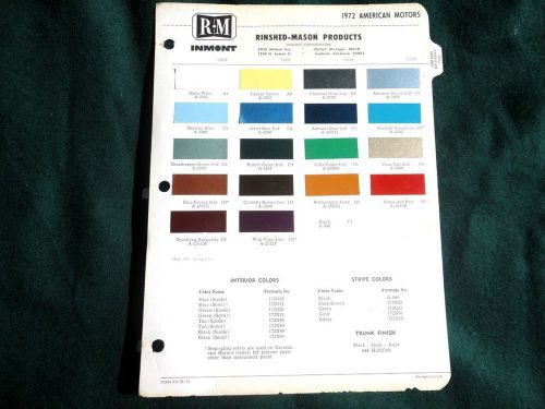 1972  pontiac  rinshed mason vintage paint automotive color chips chart