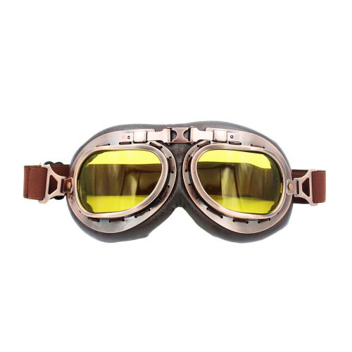 Vintage amber lens copper frame motorcycle goggles glasses dirt bike off-road