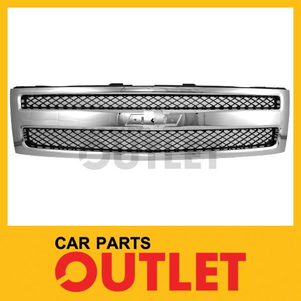 2007 new 08-11 silverado 1500 ltz grille chrome outer frame gm1200572 black mesh