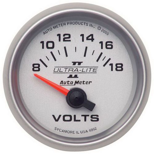 Auto meter 4992 voltmeter 2-1/16&#034; silver face ultra-lite ii s
