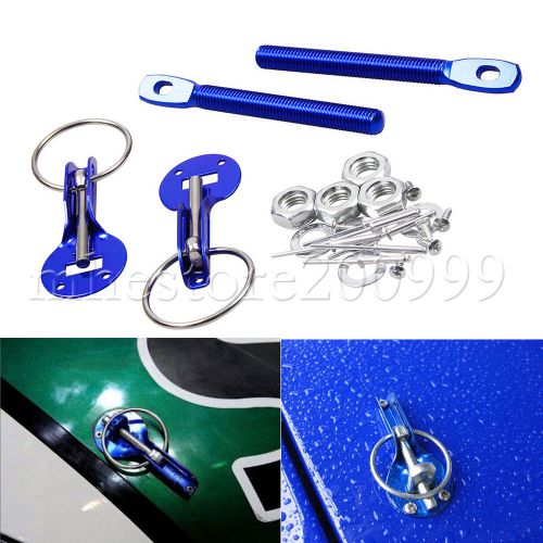 Pair bonnet hood pin pins lock latch kit racing sport car auto blue universal m