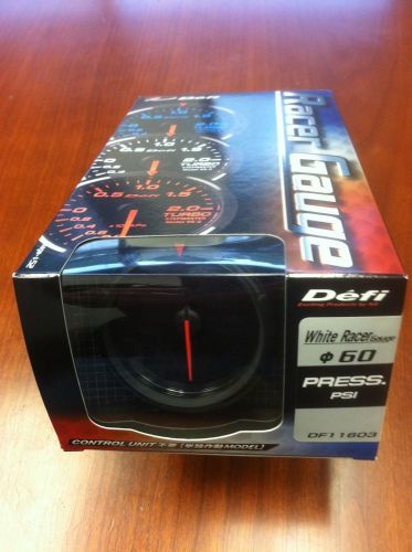 Defi white racer 60mm psi pressure gauge - white - df11603