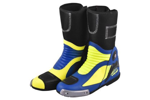 Professional motorcycle offroad sport racing leather boots shoes yellow blue