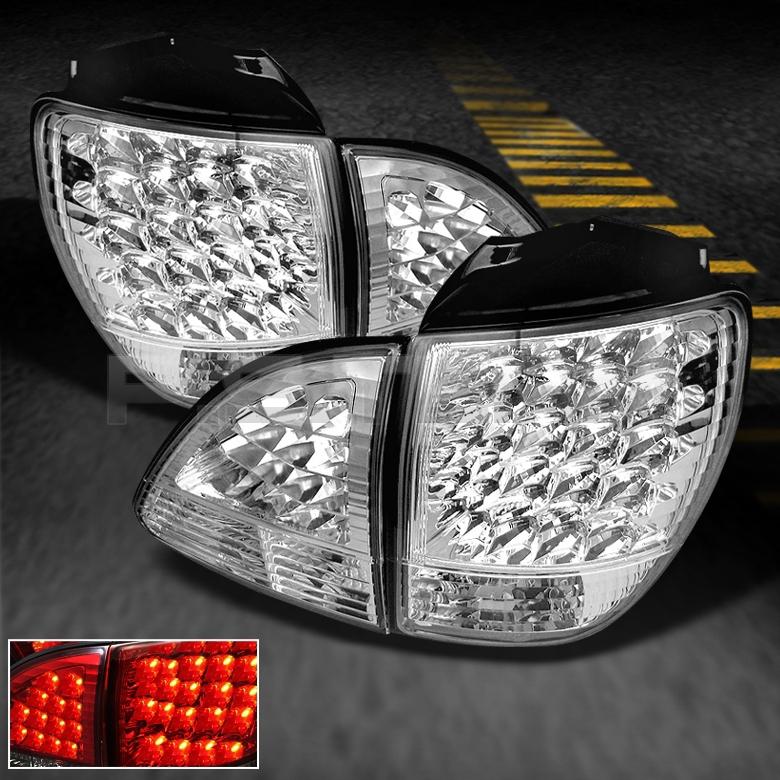 01-03 lexus rx300 sport suv chrome clear 4pcs led tail lights lamp w/trunk piece