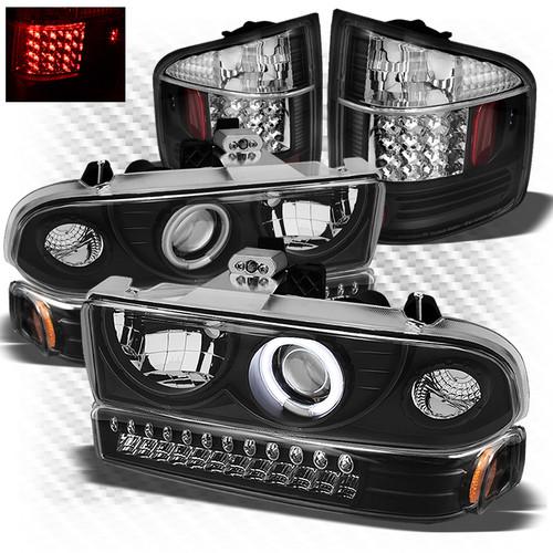 99-04 s10 black ccfl headlights + led bumper + philips-led perform tail lights