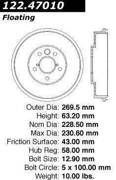 Centric 122.47010 rear brake drum-premium drum