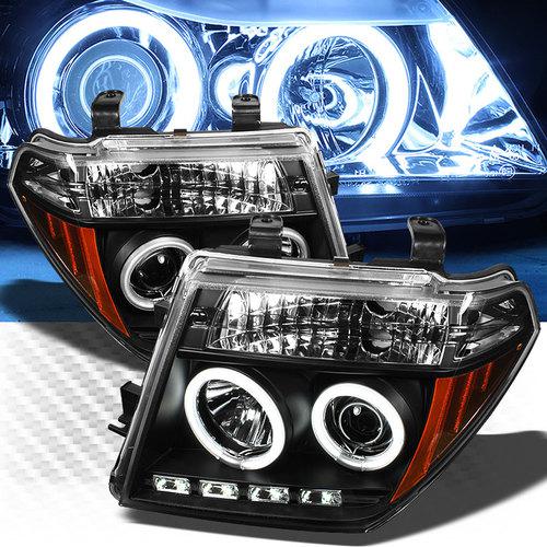 2005-2008 nissan frontier ccfl halo led black projector headlights pair lamp set