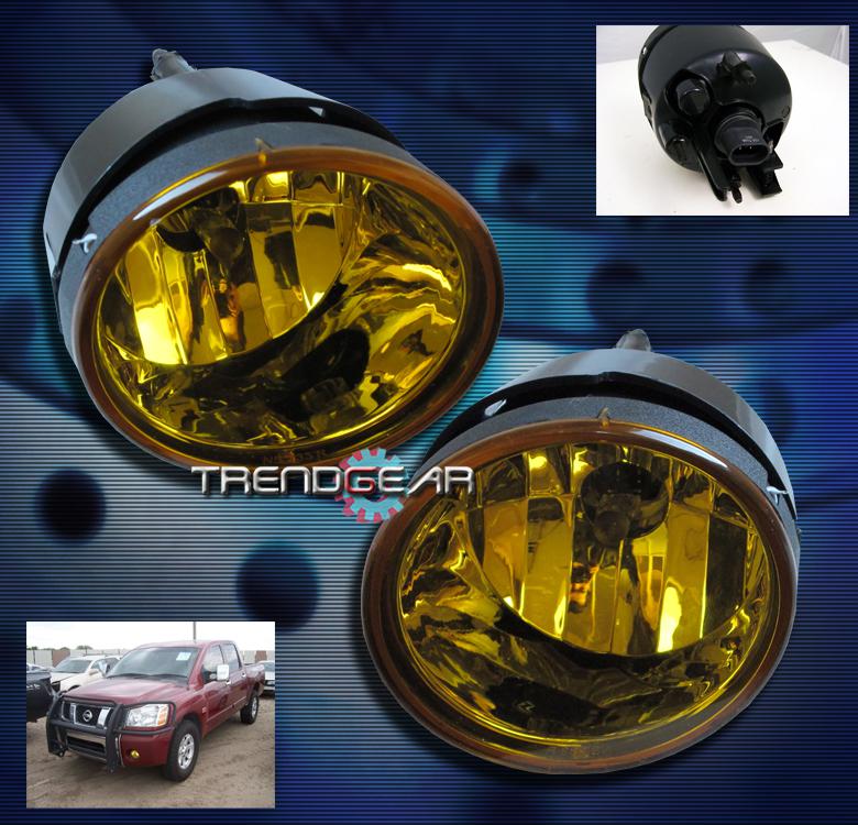 04-12 nissan titan/05-07 armada bumper driving yellow fog lights lamp kit w/bulb