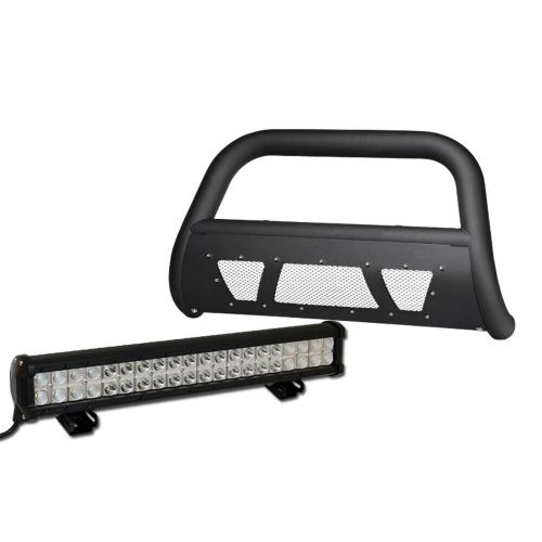 Topline for 08-10 grand cherokee matte blk studded mesh bull guard+120w led bar