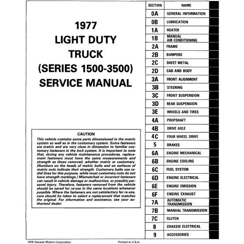 1977 gmc truck; service manual; series 1500-3500