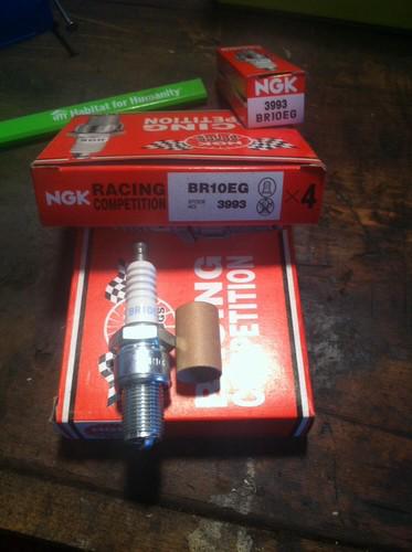 Ngk racing competition 14mm solid gasket spark plugs br10eg 3993 set of 4