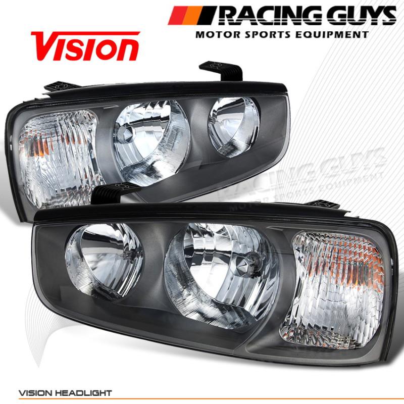 New euro clear head lights lamp vision driver+passenger black housing assembly  