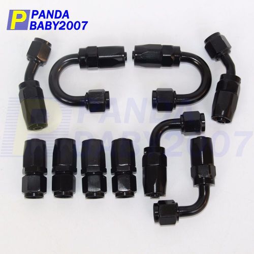 10pcs an6 male fuel oil gas line hose end fitting adapter set - black