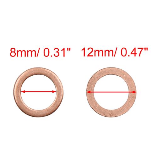 100pcs 8mm inner diameter copper washers flat sealing gaskets rings