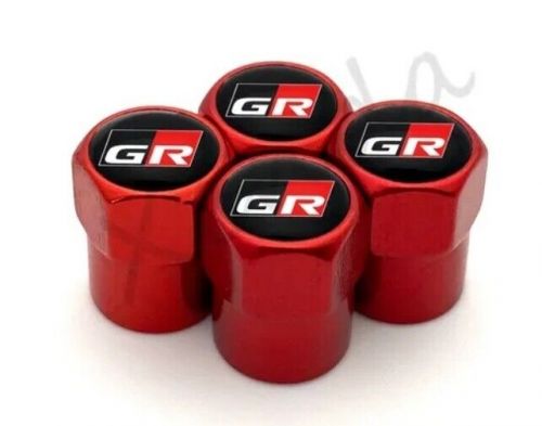 Gr1 toyota gr gazoo racing set of valve caps set of 4 anodised red