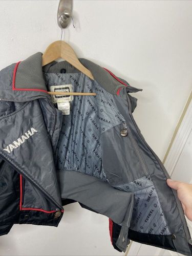 Vintage yamaha snowmobile jacket winter racer woman xl 80s gray red