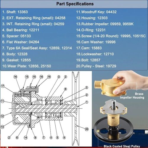 For sherwood g21 g20 raw water sea pump 5.0 5.8 302 351 pcm pleasurecraft ford