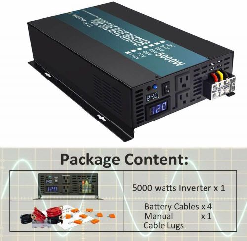 24v pure sine wave inverter 5000w dc to ac power converter home solar van truck