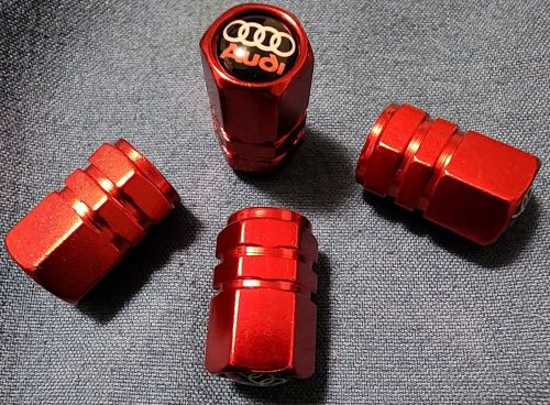 4pcs audi logo tire valve caps - red / black / white