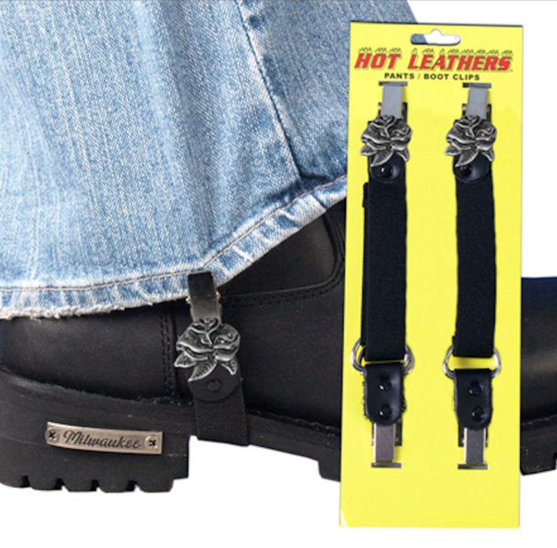 Rose hot leathers pants motorcycle biker chaps jeans shoes boot clips