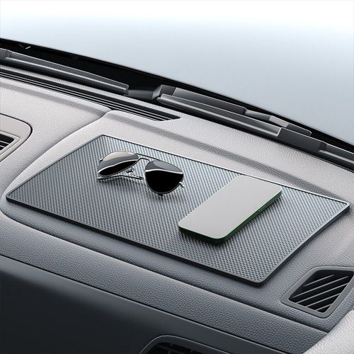 Sleek black car front dashboard silicone storage catcher mat 180x130mm