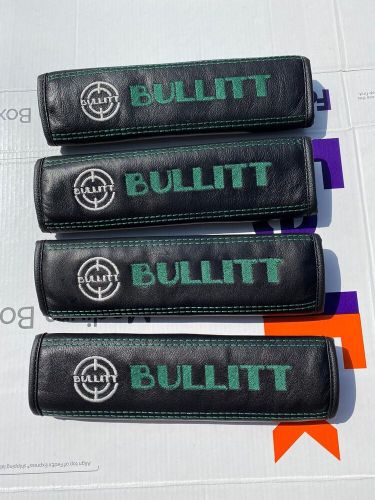 Seat belt shoulder pads genuine leather 4pcs fit for mustang bullitt embroidery