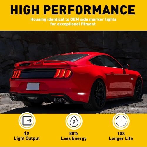 2x white rear bumper led reflector light clear lens for 2015 - 2022 ford mustang