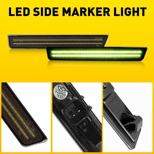 For lights 2015-2022 dodge challenger front+rear 4x smoked led green side marker