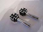 Black malteese cross door lock knobs for any hot rat or street rod