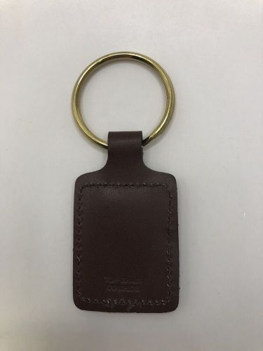 Bmw key ring classic car accessory square brown leather enamel bmw logo rare fob