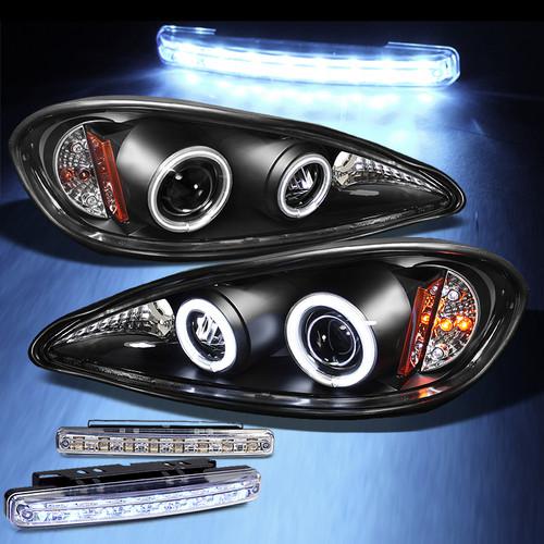 Led bumper fog+99-05 pontiac grand am ccfl halo led projector black headlights