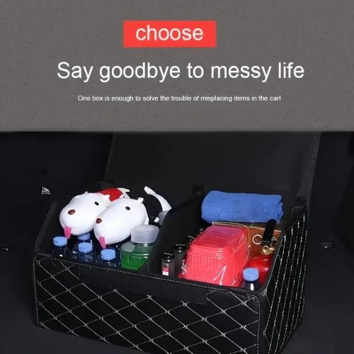 1pc PU Leather Folding Car Trunk Organizer Durable Black Storage Box with White, US $8.00, image 6
