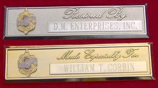 Oldsmobile - custom engraved dash plaque