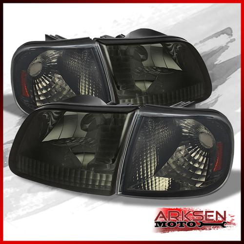 Smoked 97-02 ford f150 expedition replacement headlights lamp pair smoke set