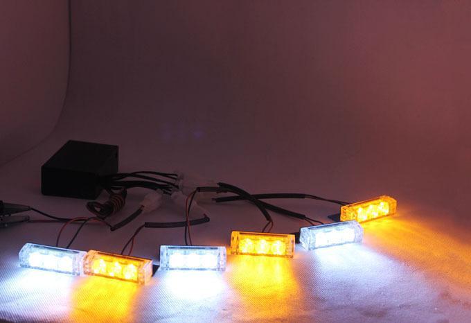 18 led white/amber auto strobe flash lights grill emergency light 6 x 3 led bulb