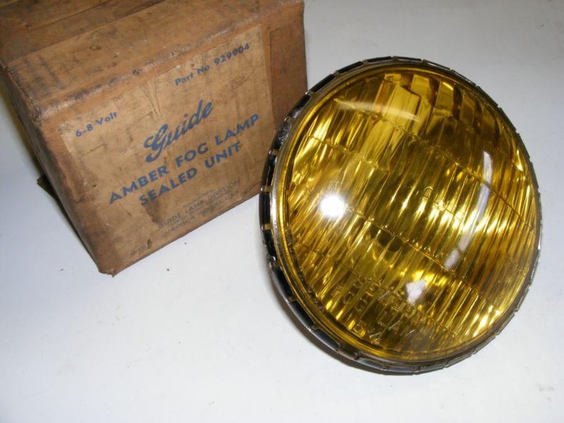 Guide amber fog lamp 6v 8v accessory 5 3/4" sealed beam nos original 929904