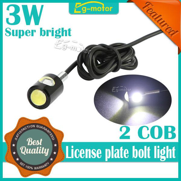 1pcs universal 3w 12v license plate cob led light lamp for motorcycle car bike