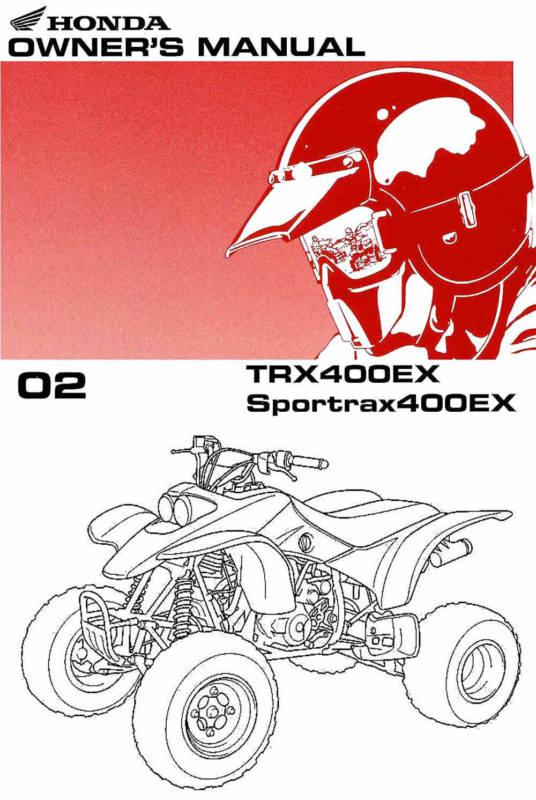 2002 honda trx400ex sportrax 400ex atv owners manual -trx 400 ex-400ex