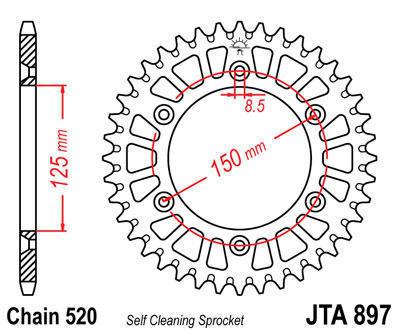 Jt sprocket rear 50t aluminum fits ktm 300 exc enduro 1995-1997