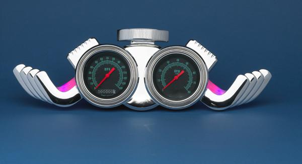 Custom street rod motorhead dash bezel- 3 3/8" gauges