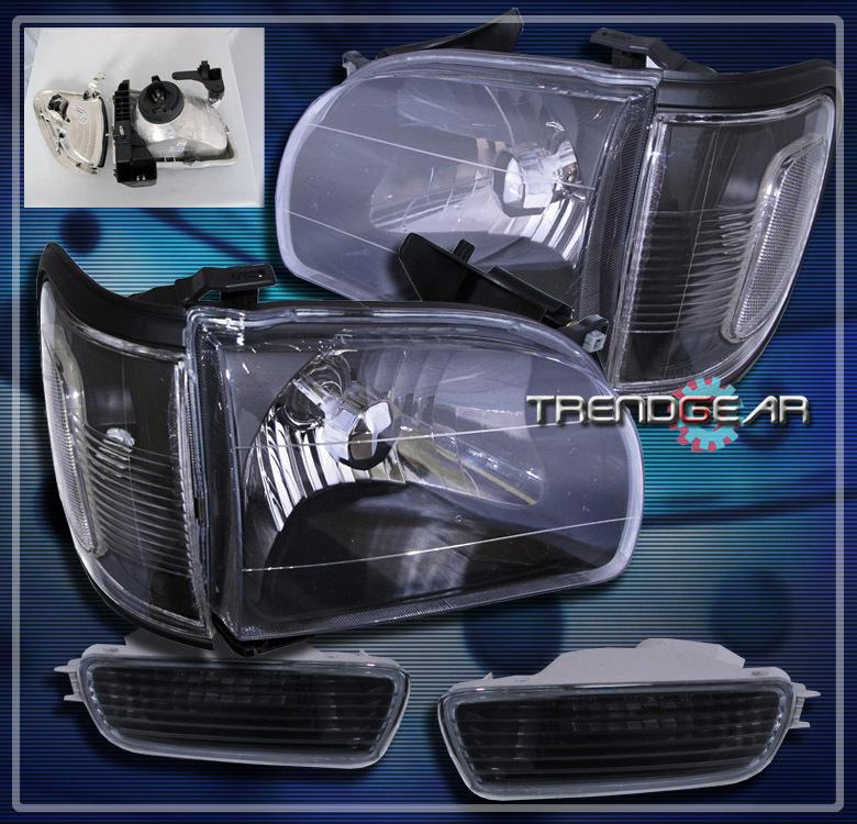 01-04 toyota tacoma pickup crystal head light+corner+bumper signal set jdm black