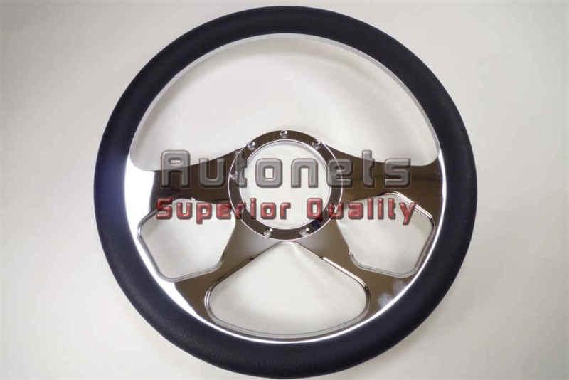 Revolution black leather camaro impala nova hot rat rod steering wheel aluminum