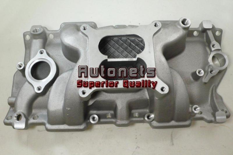 Sbc small block chevy satin aluminum dual plane square bore intake manifold