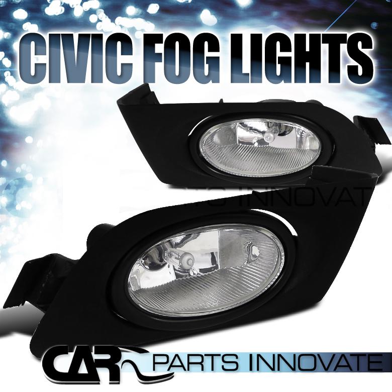 Honda 01-03 civic 2/4dr clear fog driving lights kit+switch