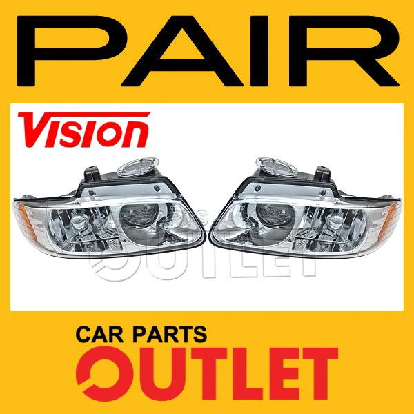 New 96-99 town country caravan head lamp w/quad light left+right pair assembly