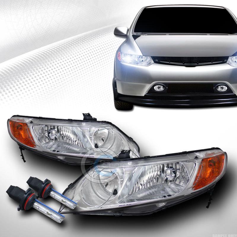 8k hid xenon chrome headlights signal parking lamps amber dy 2006-2011 civic 4d