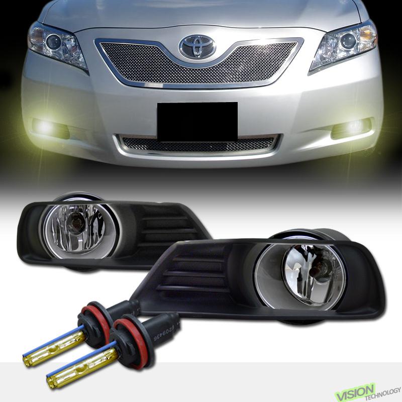 H11 3000k hid+clear lens driving/bumper fog lights lamps pair 07-09 toyota camry