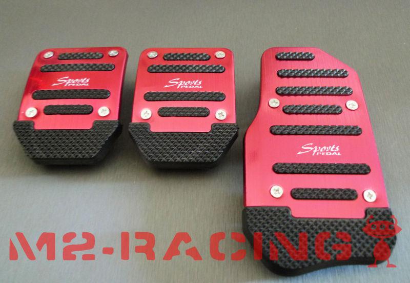 Red pink racing fuel brake gas foot mt 5 speeds manuel pedals pad aluminum plate