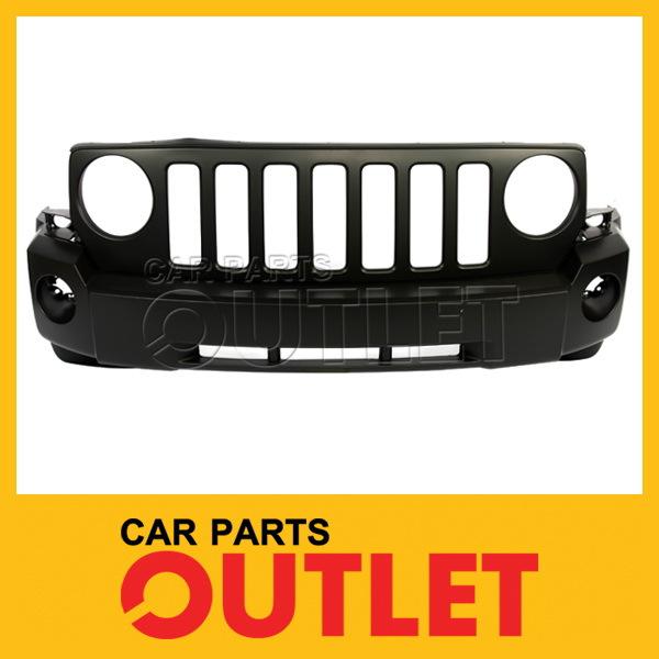 07 08 jeep patriot bumper cover assembly primed w/fog w/o chrome tow hook 