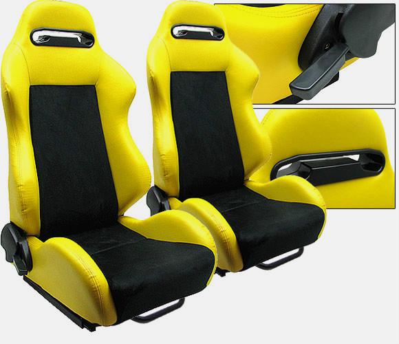 1 pair yellow & black racing seats reclinable + sliders all acura